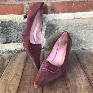 Ann Taylor Burgundy Suede Kitten Heels